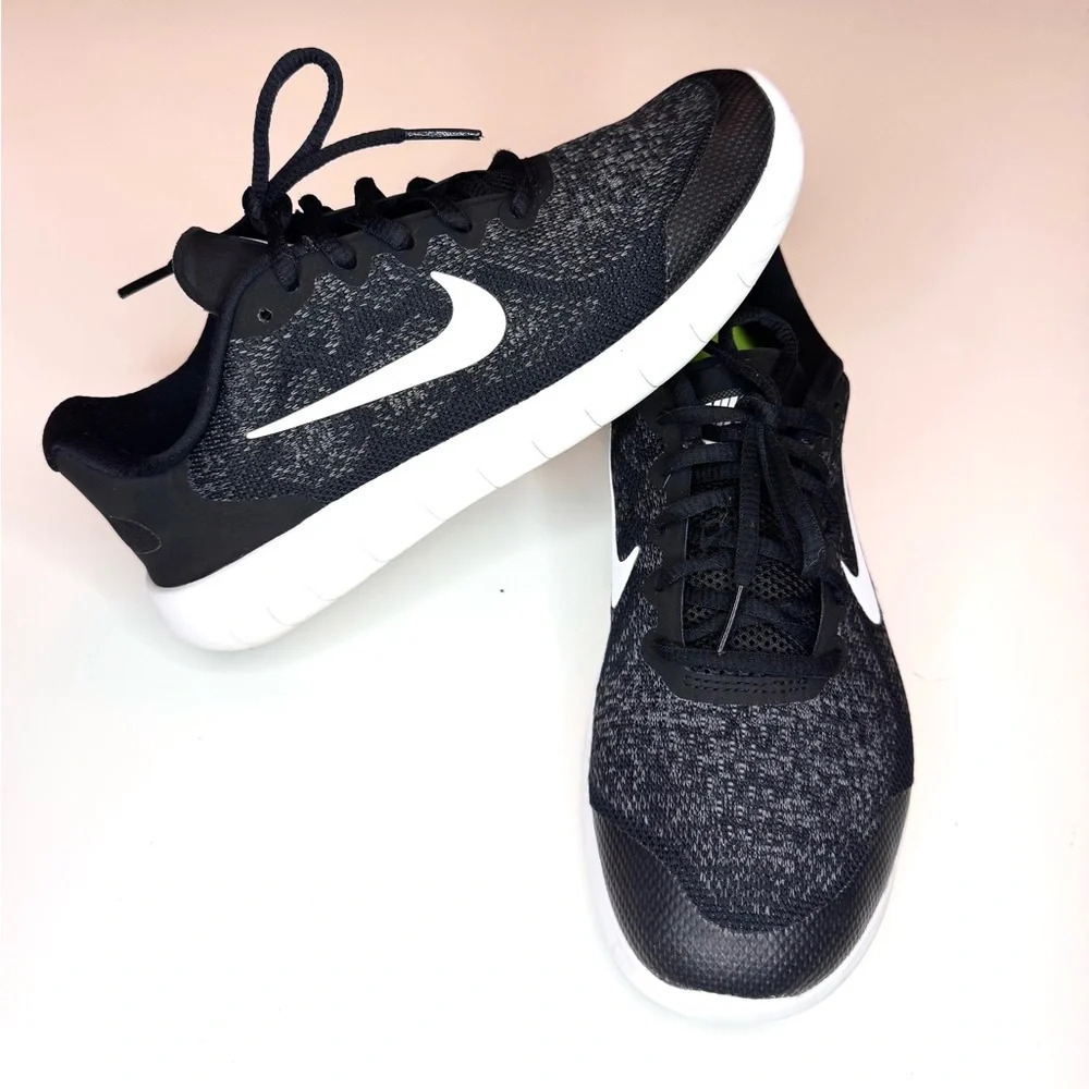Nike Free RN Black Boys Running Shoes Sneakers 904255 002 Size-6Y-Womens Size-8